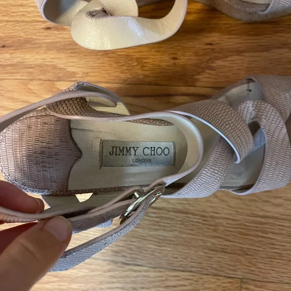 Jimmy Choo Women's Tan Wedge Sandals - Picture 3 of 6